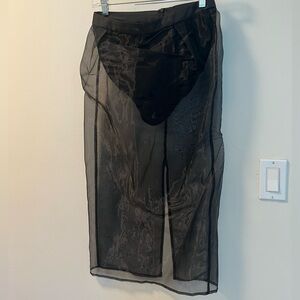 Sheer Black Midi Skirt with Attached Underlay